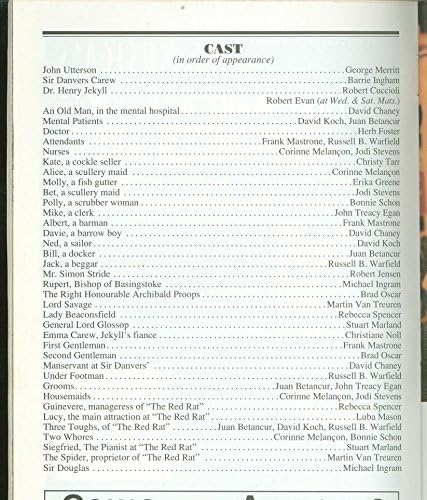 Jekyll & Hyde , Broadway Playbill + Robert Cuccioli, Robert Evan, Luba Mason, Christiane Noll, George Merritt, Barrie Ingham,
