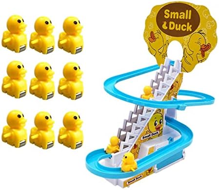 Qmxhs Elektrikli ördek tırmanma terazi oyuncak, elektrikli oyuncak seti terazi roller coaster oyuncaklar, ördek yarış seti yanıp