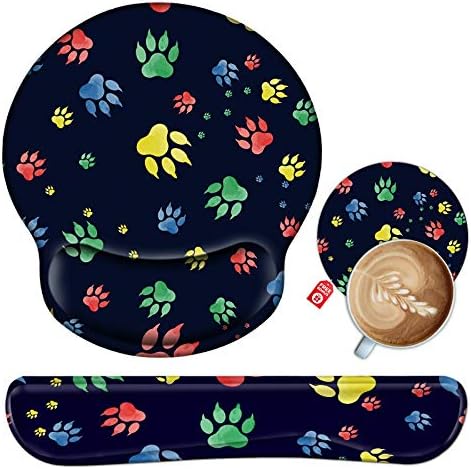 Klavye Bilek Dinlenme ve Mouse Pad Bilek Desteği Seti ile Coaster, Ergonomik Oyun Mouse Pad Klavye Bilek Yastık ile Bellek Köpük