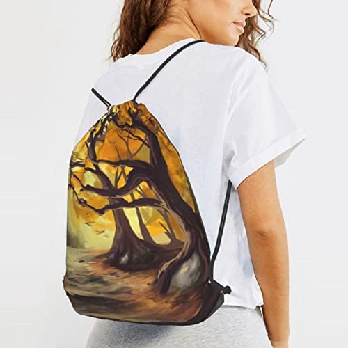 İpli sırt çantası sonbahar sanat dize çanta Sackpack Cinch çuval spor çanta spor salonu alışveriş Yoga için