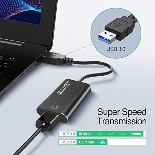 USB-HDMI Adaptörü, 1080P HD Ses Video Kablosu Dönüştürücü, Birden Fazla Monitör için USB 3.0 / 2.0 - HDMI, Windows XP ile uyumlu/10/8.1/8/7