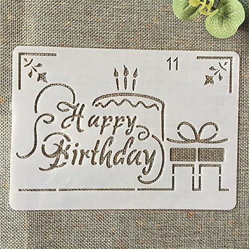 Abraha70-18cm Mutlu Doğum Günü Pastası DIY Katmanlama Şablonlar Boyama Karalama Defteri Boyama Kabartma Dekoratif Kağıt Kartı