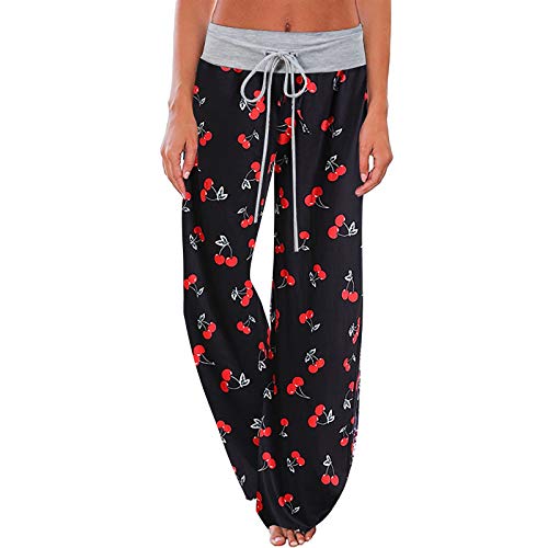 SANYEE kadın Pijama dinlenme pantolonu Çiçek Baskı Rahat Rahat Streç Palazzo İpli Pj Dipleri Pantolon Geniş Bacak