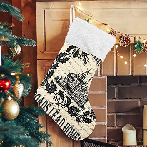 YUEND Noel Stocking Kitleri ile 1 Parça Klasik Kişiselleştirilmiş Merry Christmas Retro Çelenk Beyaz Peluş Trim Büyük Aile Tatil