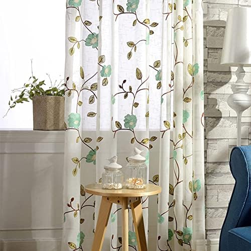 Pureaqu Çubuk Cep Çiçek Nakış Yarı Sırf Perdeleri Yatak Odası / Fransız Kapı Zarif Dokulu Pencere Sırf Vual Örtü Panelleri Oturma