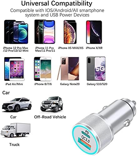 [Apple MFi Sertifikalı] iPhone 38W Hızlı Araç Şarj Cihazı, esbeecables Çift Bağlantı Noktalı USB C Güç Teslimatı Tüm Metal Mini