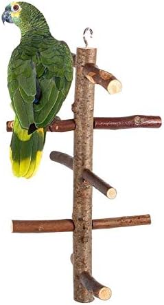 YİTON Kuş Salıncaklar Doğal Ahşap Kabuğu Pratik Kuş Levrek Dönen Merdiven Papağan Kafesi Standı Oyuncak Muhabbet Kuşları İçin
