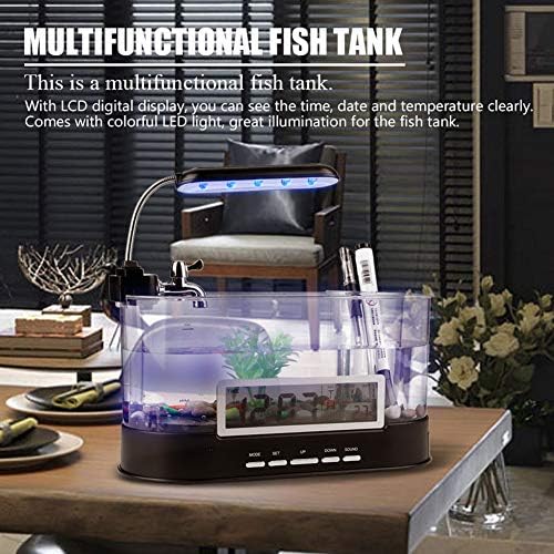 Okuyonic Balık Tankı, küçük Betta Balık Tankı Masaüstü Mini Elektronik için Oturma Odası için Hediye için Ev Dekorasyon için