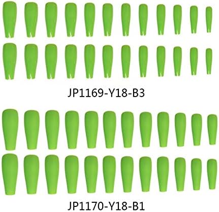 KXJSMAH Nail-İpuçları 24 pcs yapay tırnaklar Avokado Yeşil Uzun Balerin Ayrılabilir Yanlış Nail İpuçları ile Tutkal Basın Çivi