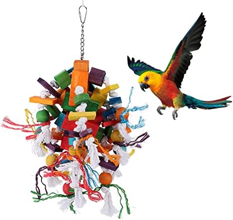Büyük Kuş Papağan Oyuncaklar, renkli Ahşap Bloklar Oyuncaklar Yırtılma Oyuncaklar Kafes Asılı Ahşap Oyuncak için Büyük Kuşlar