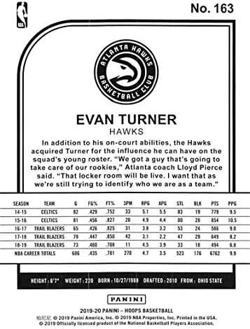 2019-20 Panini Çemberler Kış Basketbol 163 Evan Turner Atlanta Hawks Resmi Noel / Tatil Paralel Ticaret Kartı