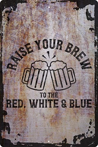 Yükseltmek için demlemek kırmızı beyaz & bluefunny bira kupa tezahürat Bej Duvar Sanat dekoru Komik Hediye 12x18 İnç