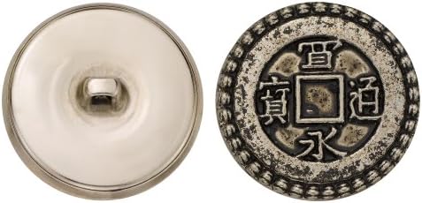 C & C Metal Ürünleri 5112 Halat Jant Çin Sikke Metal Düğme, Boyut 45 Ligne, Antik Nikel, 36-Pack