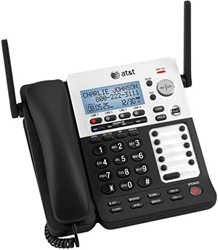 AT & T SynJ SB67158 DECT 6.0 Telesekreterli 4 Hatlı Kablolu/Kablosuz Küçük İşletme Telefon Sistemi, Siyah / gümüş