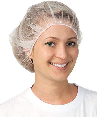 1000 Paket Beyaz Kabarık Kapaklar 24” 10g Elastik Streç Bantlı Saç Kapakları Tek Kullanımlık Polipropilen Şapkalar Unisex Endüstriyel