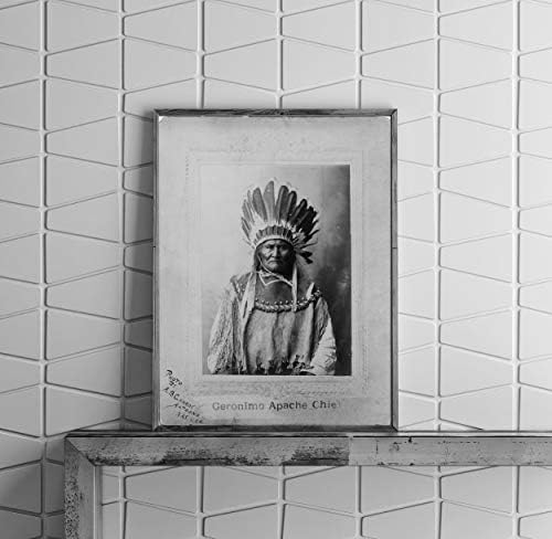 SONSUZ FOTOĞRAFLAR 1907 Fotoğraf: Geronimo / Apache Kızılderili Şefi / Kuzey Amerika Kızılderilileri / Headdress / Tüyler / Vintage
