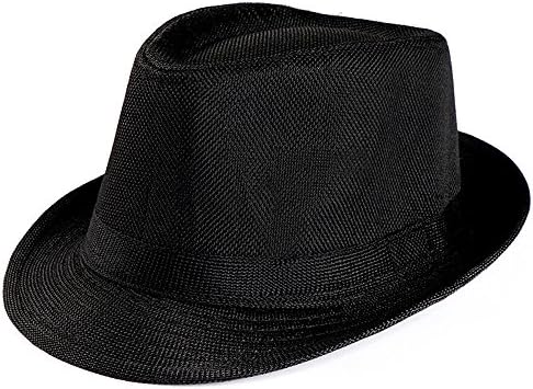 Eoaılr Kadın Erkek Unisex Klasik Fedora Şapka Kısa Ağız Fedora Gangster Küba Tarzı Şapka Kap Manhattan Yapılandırılmış Fötr Şapka