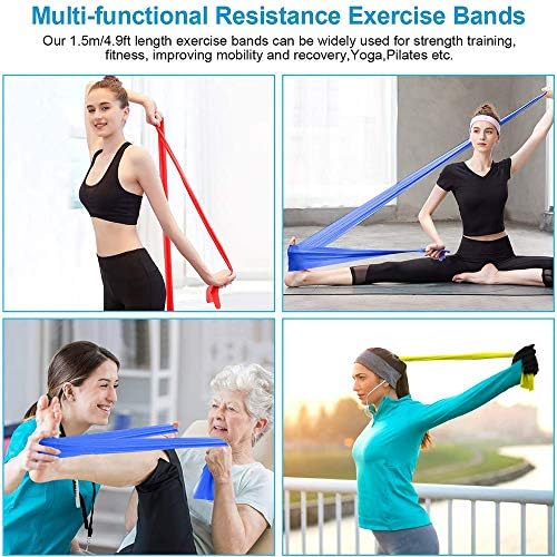 BEFENG Direnç Bantları Seti, cilt Dostu Egzersiz Yoga Bandı ile 5 Direnç Seviyeleri, egzersiz 1.5 M / 4.9 ft Direnç Bandı Elastik