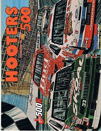 1994 NASCAR HOOTERS 500 Atlanta Motor Speedway Resmi Hatıra Programı - NASCAR İmzasız Çeşitli