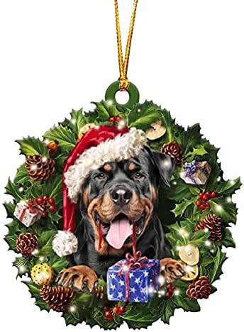 ıYBUIA 2021 Ahşap Noel Ağacı DIY Kolye Etiketi Süsler Asılı Dekorasyon Hediye Kardan Adam Köpek Desen Aile Dekorasyon (D, Bir
