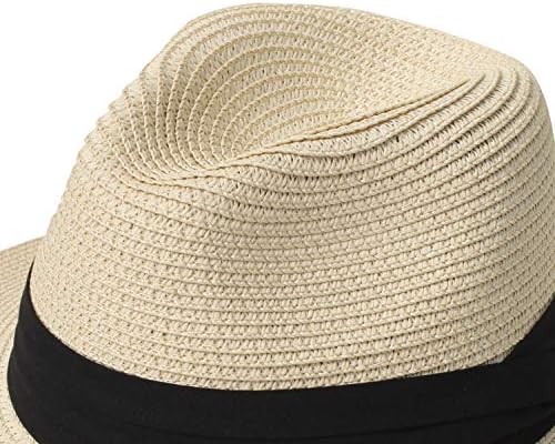 DRESHOW Kadın kemer Tokası Fedora şapka Klasik geniş kenarlı Panama şapka hissettim