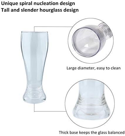 Plastik Pilsner Gözlük, 16 oz Kırılmaz Klasik Bira Gözlük, Temizle İçme Cam, BPA Ücretsiz (4 Set)