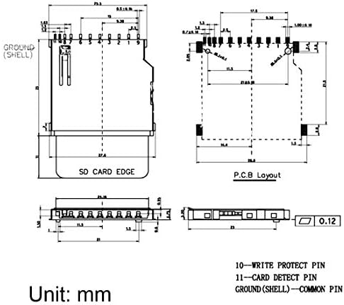 uxcell SD Hafıza Kartı Soketi Uzun Gövde 11 Pin PCB Montaj Konnektörü 10 adet