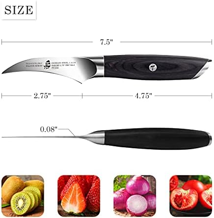TUO Kuş Gaga Soyma bıçağı-2.75 Soyma Bıçağı Meyve Bıçağı-Alman Paslanmaz Çelik Soyma Soyma Bıçağı-Pakkawood Saplı Tourne Bıçağı-Hediye