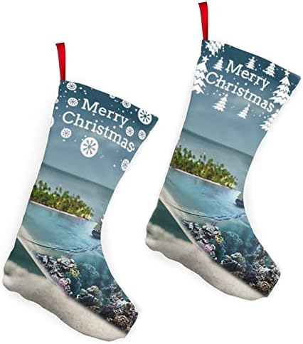 GLRTORE Plaj Bir Şişe Noel Çorap 2 Paket 10 İnç, noel Çorap Noel Ağacı Şömine Asılı Çorap Noel Şeker Mevcut Çanta için Aile Noel