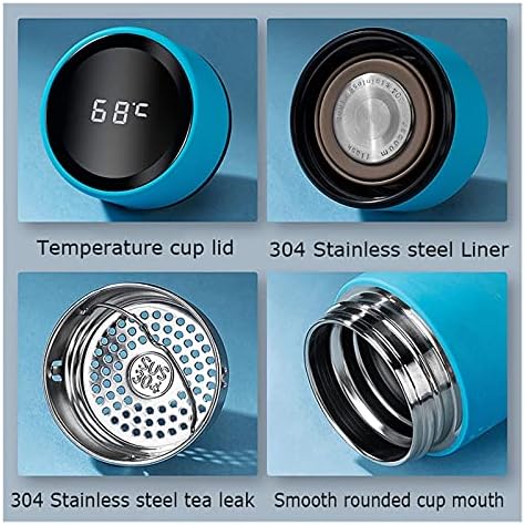 GCCBQM Fincan Su Şişesi Dijital Sıcaklık Göstergesi Kahve Termal Kupalar Yalıtım Bardak//341 (Renk: V, Boyutu: 450 ML)