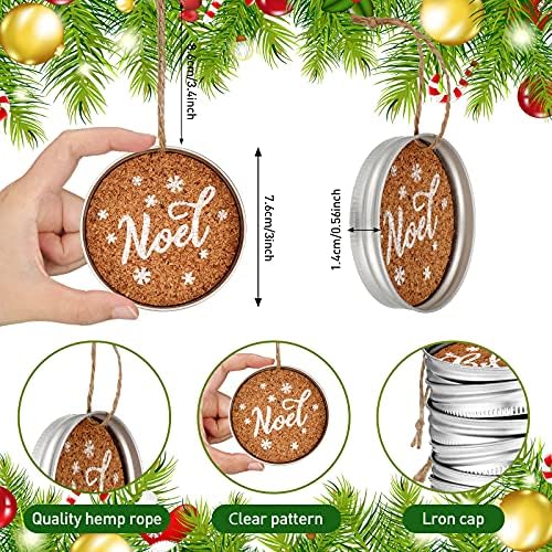12 Parça Noel Mason Konserve Kavanoz Kapağı Ağacı Süslemeleri Çiftlik Noel Süs Galvanizli Rustik Asılı Dekorasyon Kavanoz Kapağı