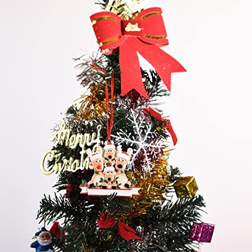 Kişiye Özel Geyik Ailesi 2, 3, 4, 5, 6，7 Noel Ağacı Süsleme 2021-Sevimli Santa Geyik Kış Hediye Yıl Dayanıklı 2021 Aile Noel
