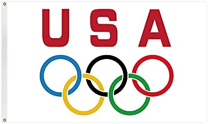Amerika Olimpiyat Oyunları Bayrağı 3x5 Feet-Canlı Renk ve Solmaya Dayanıklı-Tuval Başlığı İki Pirinç Grommet ile Çift Dikişli