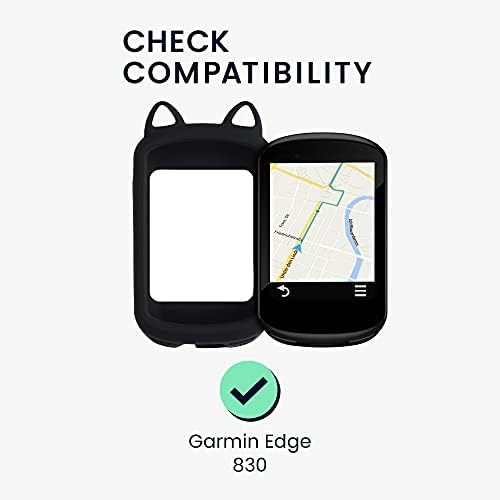 Garmin Edge 830 ile Uyumlu kwmobile Kılıf - Silikon GPS Kapağı-Kedi Siyah / Beyaz