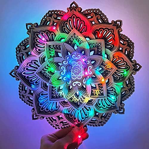 MUSJOS Mandala Yoga Odası Gece Lambası LED, çok Katmanlı Lazer Kesim Oyma Lamba, mandala atmosfer ışığı Duvar Dekor Oturma Odası