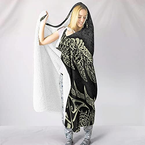 Alskyonyg Viking Raven Kapşonlu Battaniye Sıcak Giyilebilir Battaniye Kişiselleştirilmiş Hediyeler Uyku Battaniye Çocuklar Gençler