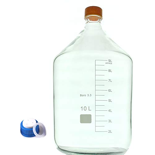 DONLAB MBP-20L3 Borosilikat Cam 20000 ml/20L Yuvarlak Medya depolama şişesi Reaktif şişesi ile 3-Delik Mobil Faz Kap GL45