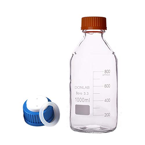 DONLAB MBP-20L2 Borosilikat Cam 20000 ml/20L Yuvarlak Medya depolama şişesi Reaktif şişesi ile 2-Delik Mobil Faz Kap GL45