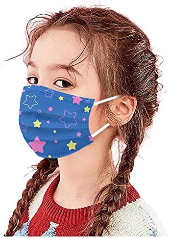 SADUORHAPPY 3Ply Earloop FaceCover: Çocuklar Yüz Maskesi Tek Kullanımlık 50 ADET Renkli Sevimli Baskılı Maske Erkek Kız