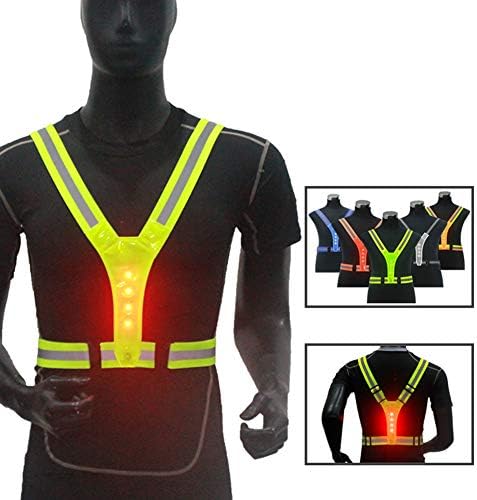 LED Yansıtıcı Koşu yeleği, Koşucular için Yüksek Görünürlük Uyarı ışıkları, Erkekler/Kadınlar için Ayarlanabilir Elastik Güvenlik