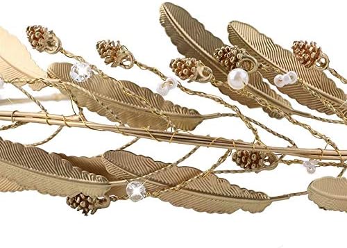 RENSLAT Vintage Kristal İnci Kafa Gelin Tiara Başlığı Altın Renk Yaprak Saç Takı Düğün Taçlar Saç Aksesuarları