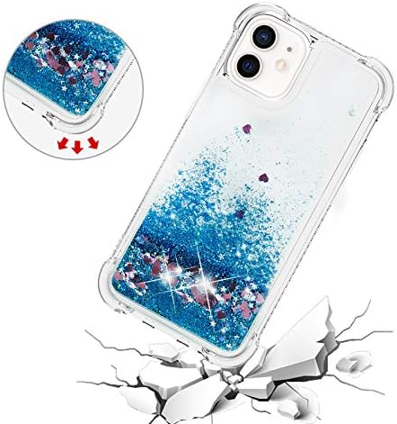 Sıvı iPhone için kılıf 12 Mini 5.4, yumuşak TPU Glitter iPhone için kılıf 12 Mini 5.4, Herzzer Lüks 3D Sequins Yaratıcı Mavi