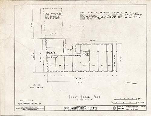 Tarihi Resim: Blueprint HABS ALA, 49-MOBI, 12 - (Sayfa 1 / 6) - Southern Hotel, 53-65 Water Street, Mobil, Mobil İlçe, AL 14in