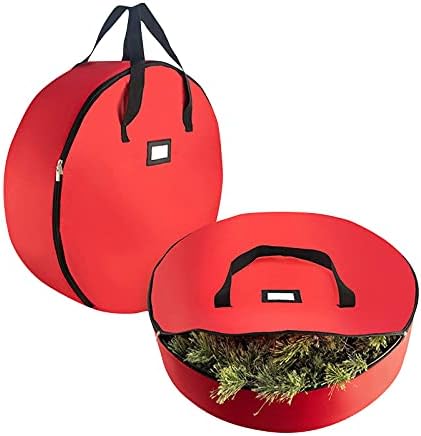 JJHAEVDY Çelenk saklama çantası, 36 x 8 Tatil Konteyner, su Dayanıklı Kumaş Depolama Çift Fermuarlı Çanta için Yapay Noel Çelenkler