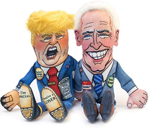 FUZZU 2020 Seçim Koleksiyonu: Özel Baskı Donald & Joe Siyasi Parodi Köpek Oyuncakları, Orta 12”