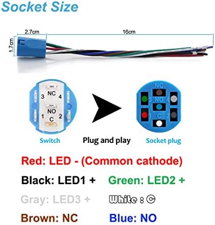 WerFamıly Tri-renk LED 16mm Anlık Push Button Anahtarı 1NO 1NC SPDT ON/OFF Su Geçirmez Metal Yuvarlak Tel Soket Fiş ile (Güç