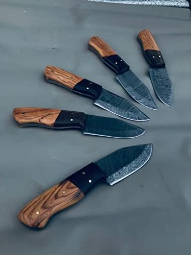 El yapımı 5 BİFTEK BIÇAK SETİ / Özel El Yapımı Şam Çelik Sabit Bıçak | Kitche için Hediye