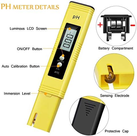 Dijital PH Ölçer, PH Ölçer 0.01 PH Yüksek Doğruluk Su Kalitesi Test Cihazı ile 0-14 PH Ölçüm Aralığı için Ev İçme, Havuz ve Akvaryum
