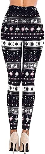 Tayt Yoga Pantolon Kadınlar için Noel Baskılı Tatil Tayt Elastik Tüm Maç ince pantolon Tayt Yüksek Belli Pantolon