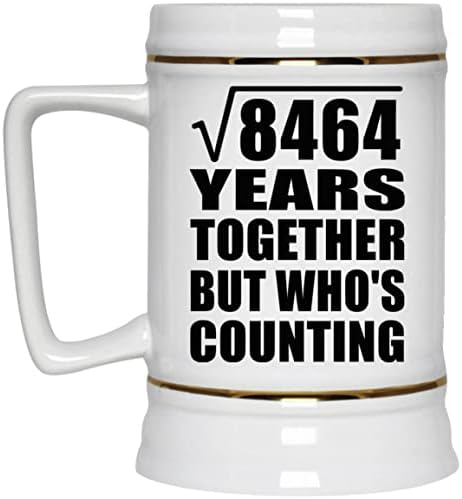 92. Yıldönümü Karekökü 8464 Yıl Birlikte Kim Sayıyor-22oz Bira Stein Seramik Bar Kupa Tankard Drinkware-Karı Koca Kadınlar için